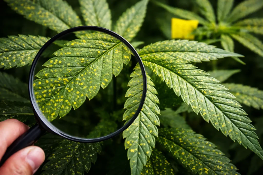 Puntitos amarillos en hojas de cannabis: causas y soluciones